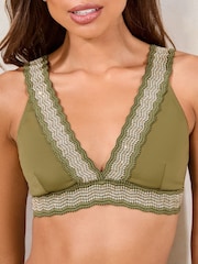 Lipsy Khaki Green High Waist Scuba Elastic Bikini Bottoms - Image 3 of 4