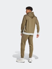adidas Brown/Cream Sportswear Fleece Colourblock Hooded Tracksuit - Image 2 of 8