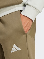 adidas Brown/Cream Sportswear Fleece Colourblock Hooded Tracksuit - Image 4 of 8