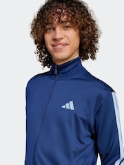 adidas Blue/Navy Sportswear 3Stripes Fleece Tracksuit - Image 4 of 8
