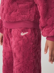 Nike Purple Little Kids Cosy Overhead Hoodie and Wide Leg Joggers Set - Image 4 of 6