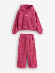 Nike Purple Little Kids Cosy Overhead Hoodie and Wide Leg Joggers Set - Image 6 of 6