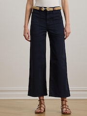 Lauren Ralph Lauren Large Yurshane Cropped Pocket Detail Wide Leg Trousers - Image 1 of 4