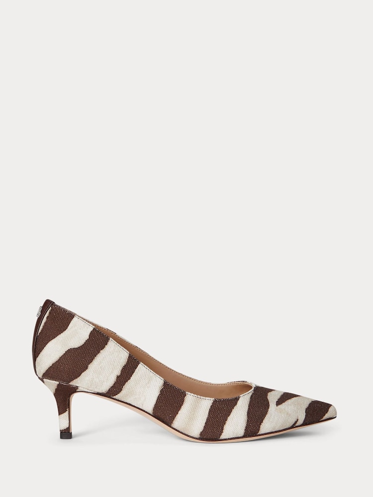 Lauren Ralph Lauren Adrienne Leather Court Brown Heel Shoes - Image 1 of 4
