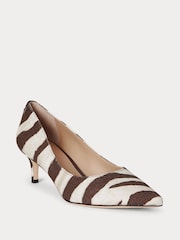 Lauren Ralph Lauren Adrienne Leather Court Brown Heel Shoes - Image 2 of 4