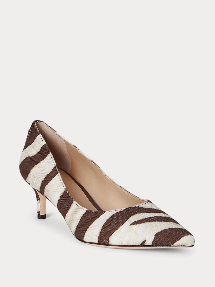 Lauren Ralph Lauren Adrienne Leather Court Brown Heel Shoes - Image 2 of 4