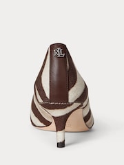 Lauren Ralph Lauren Adrienne Leather Court Brown Heel Shoes - Image 4 of 4