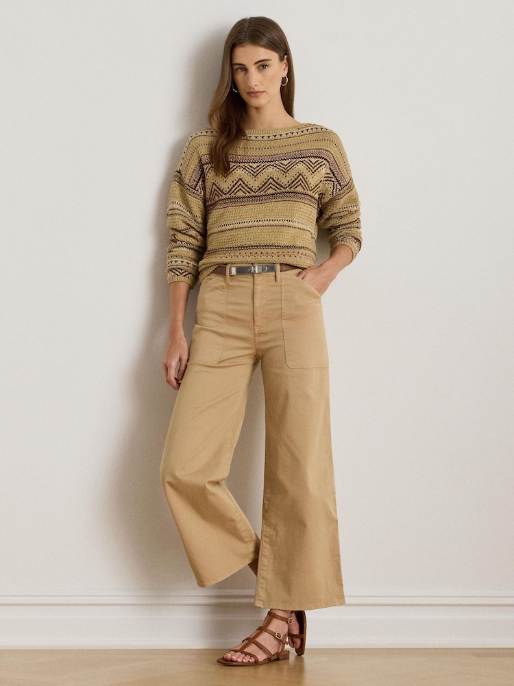Lauren Ralph Lauren Large Yurshane Cropped Pocket Detail Wide Leg Trousers - Image 1 of 6