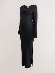 Schwarz - Maternity Knitted Keyhole Dress - Bild 1 von 4