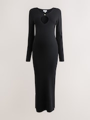 Schwarz - Maternity Knitted Keyhole Dress - Bild 2 von 4