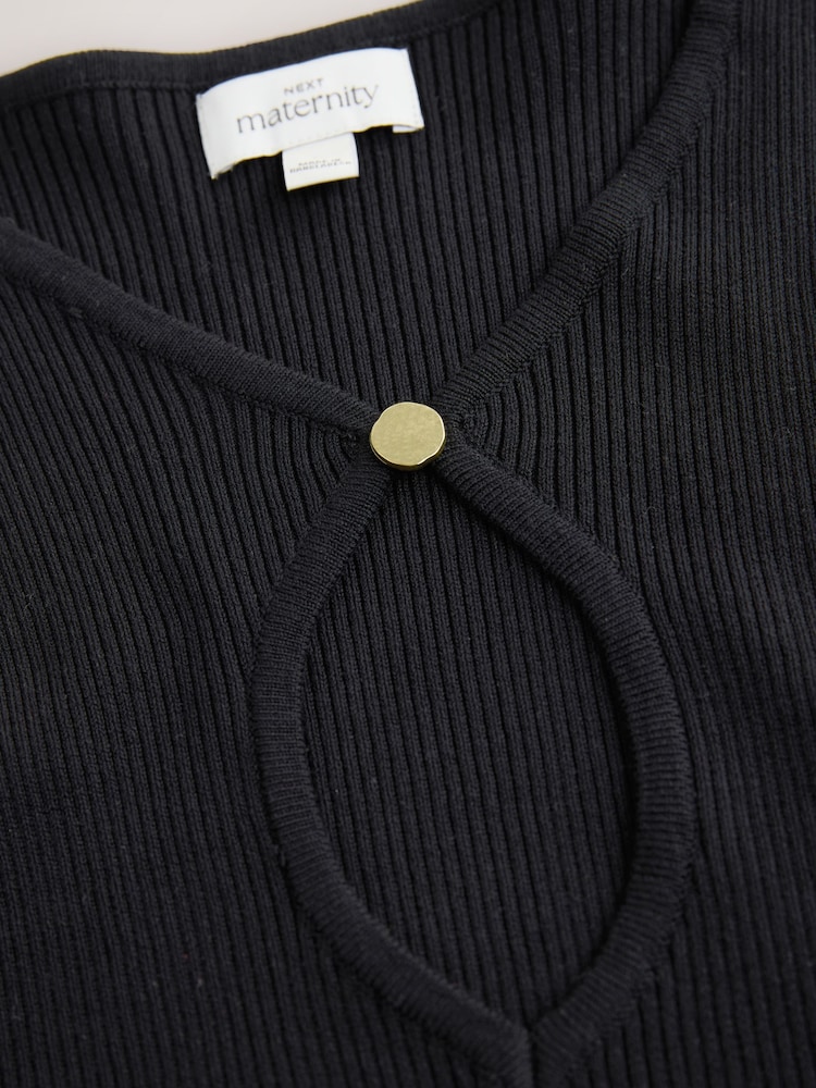Schwarz - Maternity Knitted Keyhole Dress - Bild 4 von 4