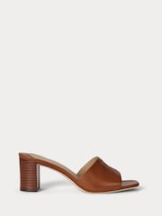 Lauren Ralph Lauren Everley Logo Leather Heel Sandals - Image 2 of 4