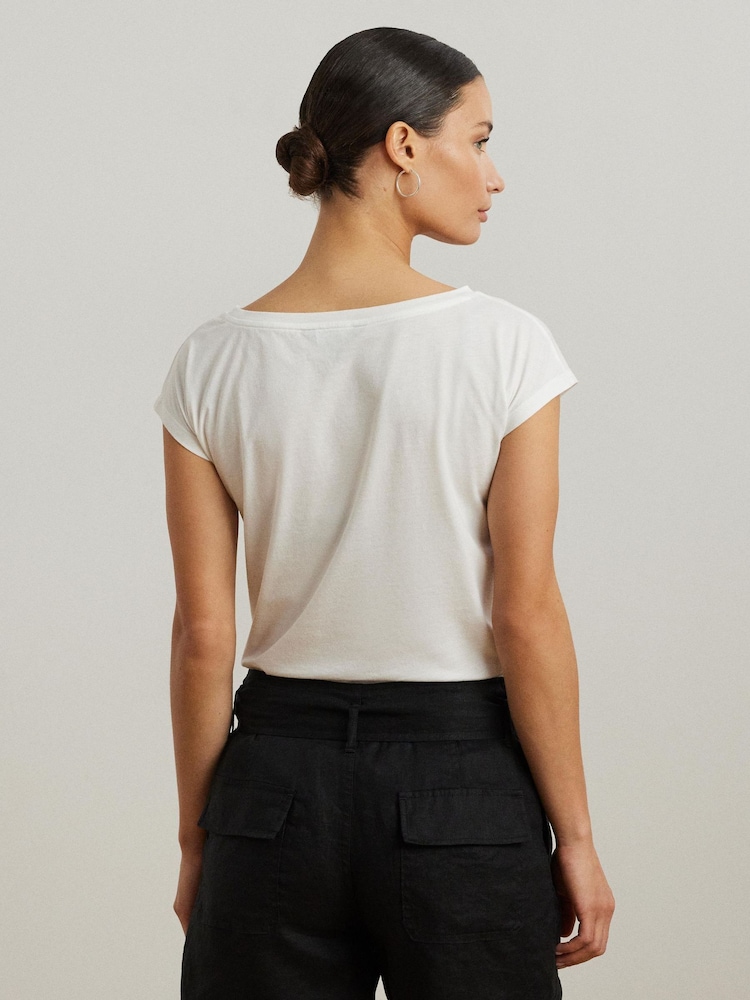 Lauren Ralph Lauren Greita Santorini Holiday Graphic White T-Shirt - Imagen 2 de 8