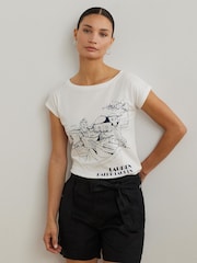 Lauren Ralph Lauren Greita Santorini Holiday Graphic White T-Shirt - Imagen 4 de 8