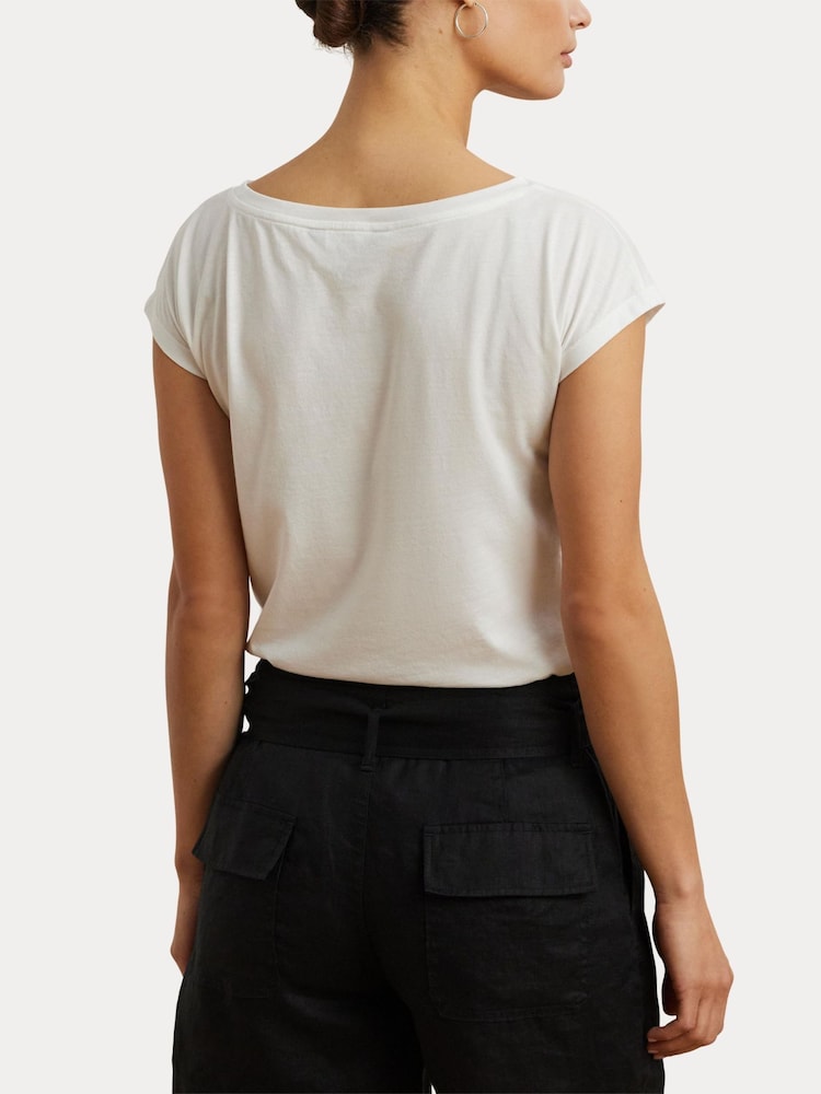Lauren Ralph Lauren Greita Santorini Holiday Graphic White T-Shirt - Image 5 of 8