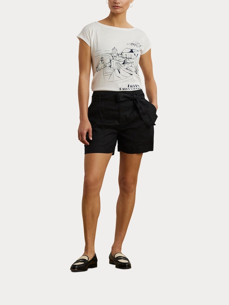 Lauren Ralph Lauren Greita Santorini Holiday Graphic White T-Shirt - Image 7 of 8