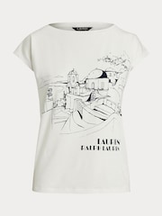Lauren Ralph Lauren Greita Santorini Holiday Graphic White T-Shirt - Imagen 8 de 8