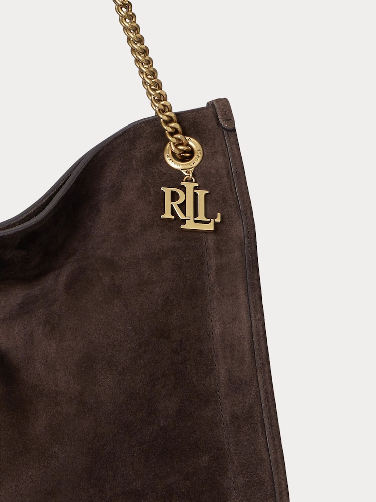 Lauren Ralph Lauren Bradley Suede Slouchy Shopper Brown Bag - Image 5 of 5
