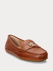 Lauren Ralph Lauren Barnsbury Leather Logo Brown Loafers - Slika 1 iz 4