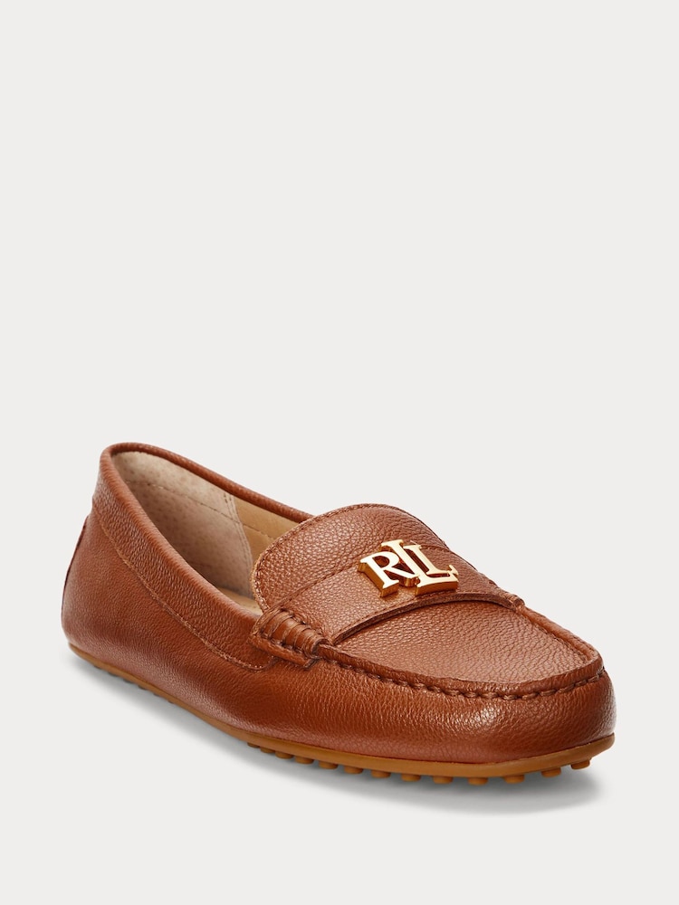 Lauren Ralph Lauren Barnsbury Leather Logo Brown Loafers - Slika 1 iz 4