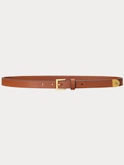 Lauren Ralph Lauren Cap LRL Logo Skinny Leather Belt - Image 1 of 2
