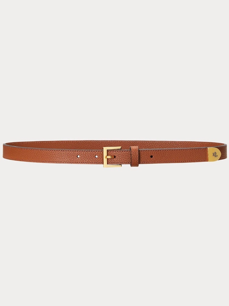 Lauren Ralph Lauren Cap LRL Logo Skinny Leather Belt - Image 1 of 2
