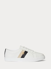 Lauren Ralph Lauren Contrast Leather White Trainers - Image 1 of 4