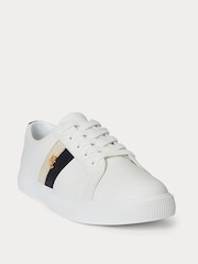 Lauren Ralph Lauren Contrast Leather White Trainers - Image 2 of 4