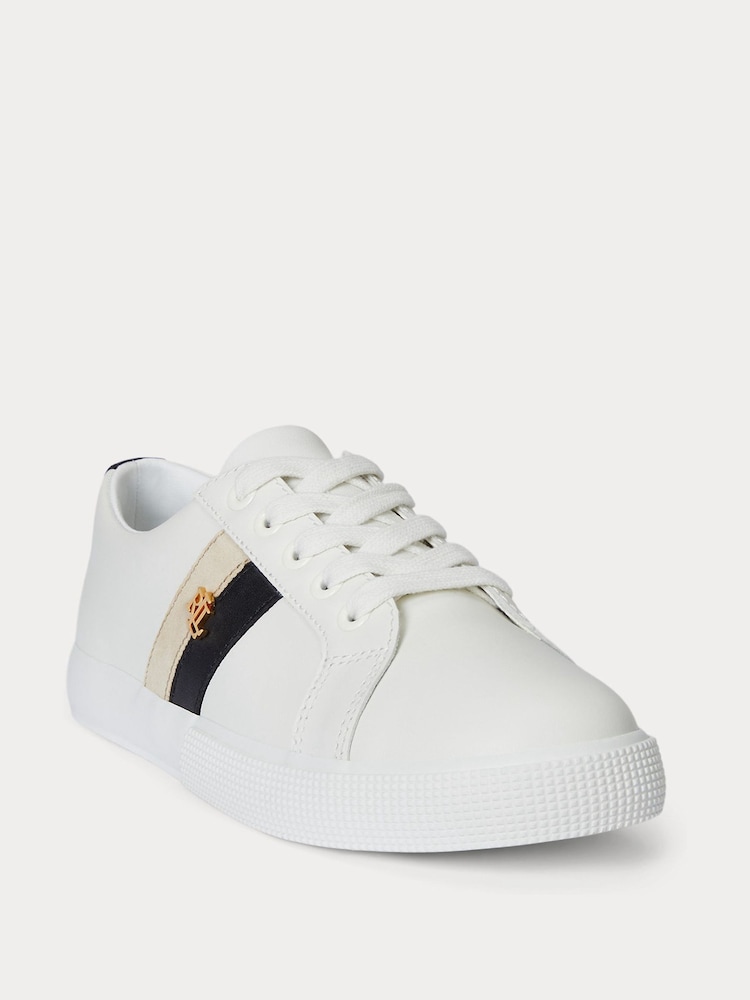 Lauren Ralph Lauren Contrast Leather White Trainers - Image 2 of 4