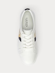 Lauren Ralph Lauren Contrast Leather White Trainers - Image 3 of 4