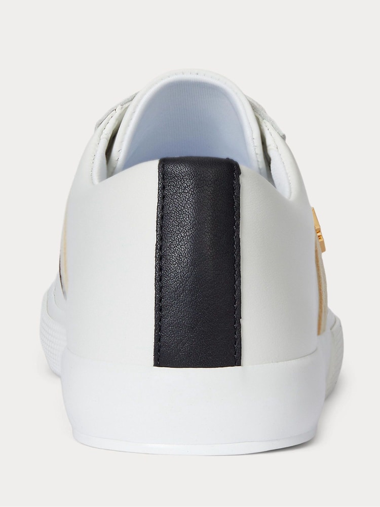 Lauren Ralph Lauren Contrast Leather White Trainers - Image 4 of 4