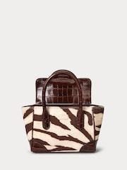 Lauren Ralph Lauren Small Tanner Zebra Print Leather Satchel Brown Bag - Image 2 of 5