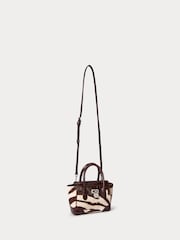 Lauren Ralph Lauren Small Tanner Zebra Print Leather Satchel Brown Bag - Image 3 of 5