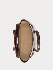 Lauren Ralph Lauren Small Tanner Zebra Print Leather Satchel Brown Bag - Image 4 of 5