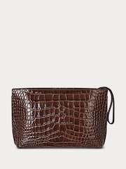 Lauren Ralph Lauren Top Zip Croc Leather Brown Bag - Image 2 of 4
