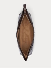 Lauren Ralph Lauren Top Zip Croc Leather Brown Bag - Image 3 of 4