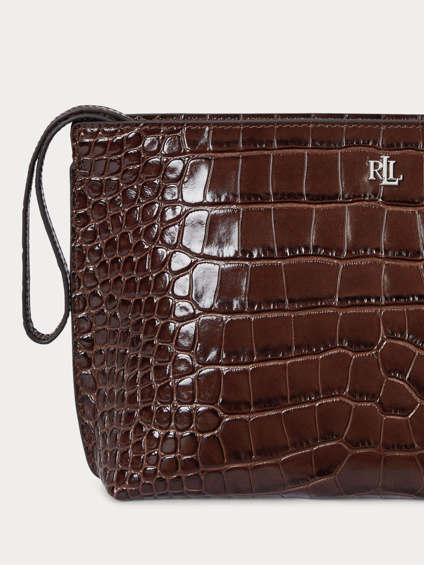 Buy Lauren Ralph Lauren Dark Hickory Large Crocodile-Embossed
