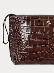 Lauren Ralph Lauren Top Zip Croc Leather Brown Bag - Image 4 of 4