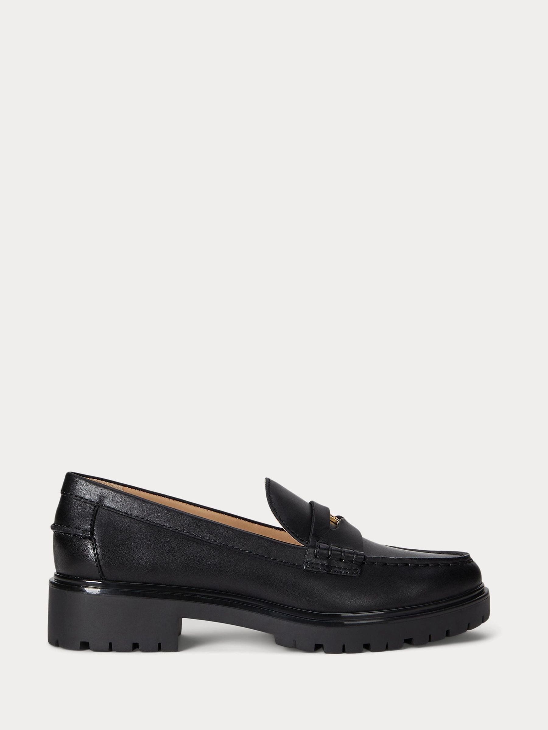 Buy Lauren Ralph Lauren Black Marli Calfskin Penny Loafers from