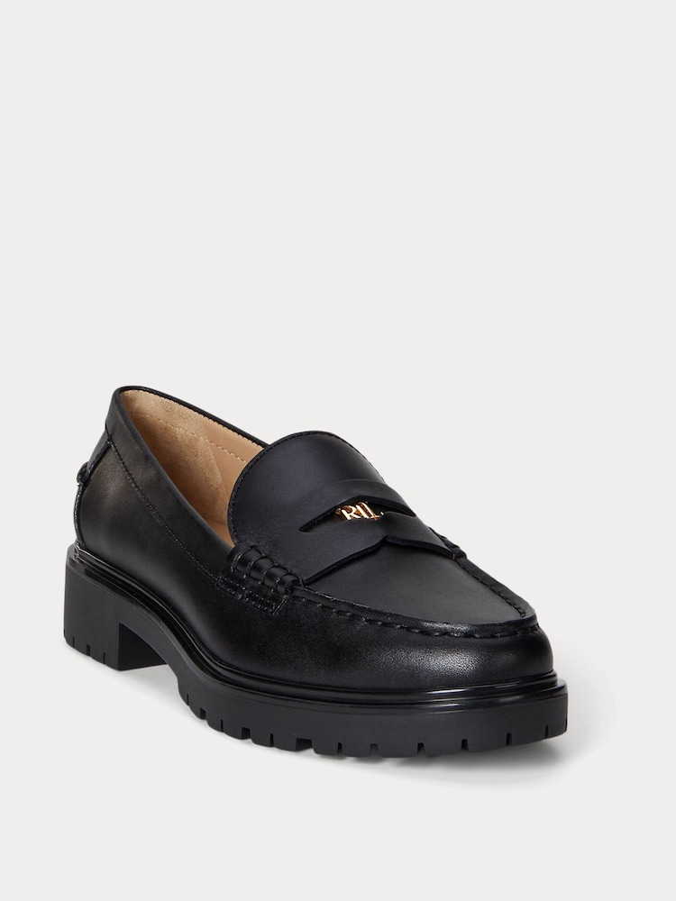 Lauren Ralph Lauren Marli Leather Chunky Black Loafers - Image 2 of 6
