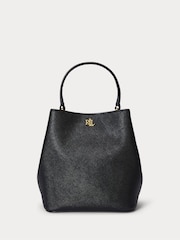 Lauren Ralph Lauren Small Reese Leather Logo Bucket Black Bag - Image 1 of 7