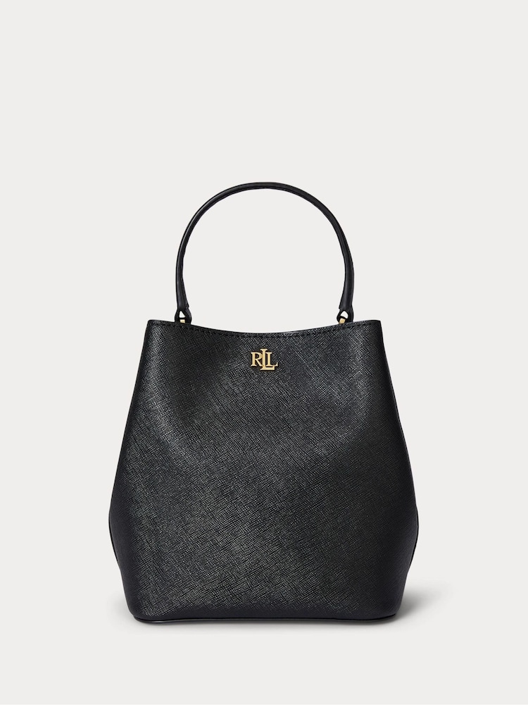 Lauren Ralph Lauren Small Reese Leather Logo Bucket Black Bag - Image 1 of 7