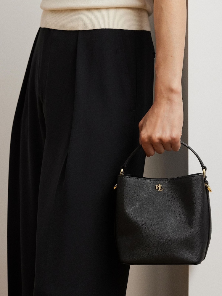 Lauren Ralph Lauren Small Reese Leather Logo Bucket Black Bag - Image 7 of 7