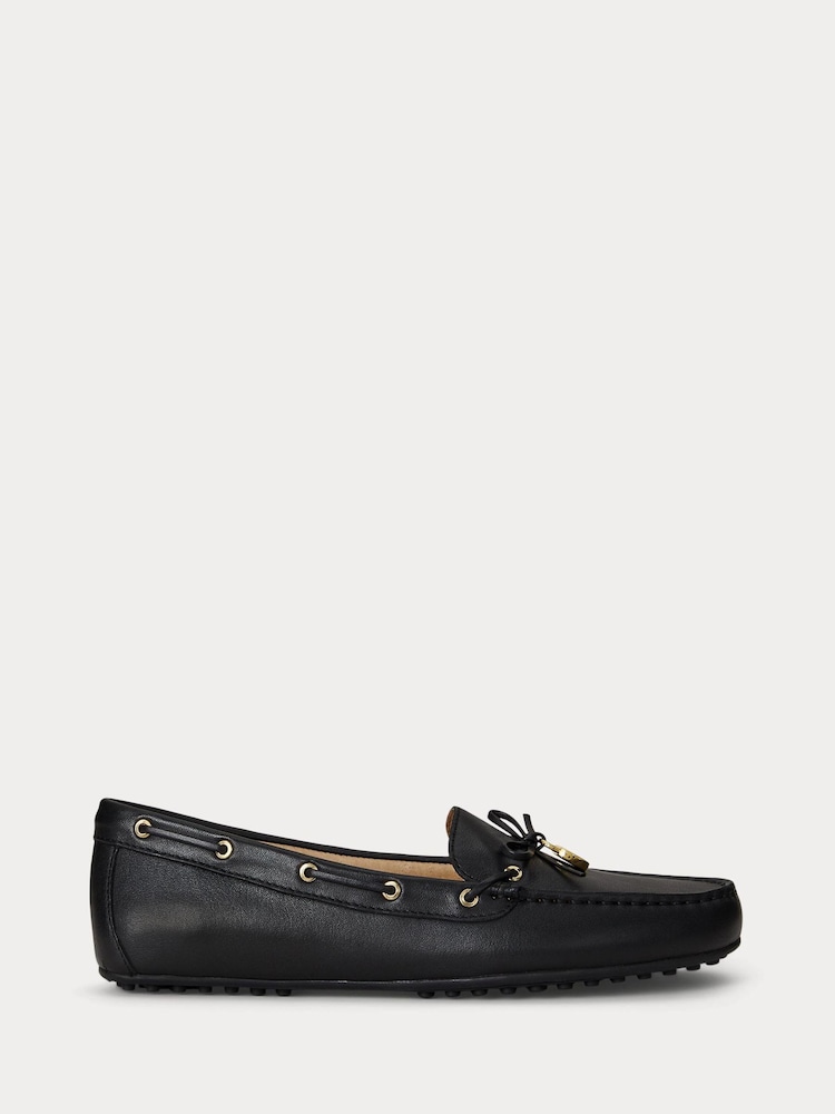 Lauren Ralph Lauren Wylie Leather Boat Black Shoe Loafers - Slika 1 iz 4