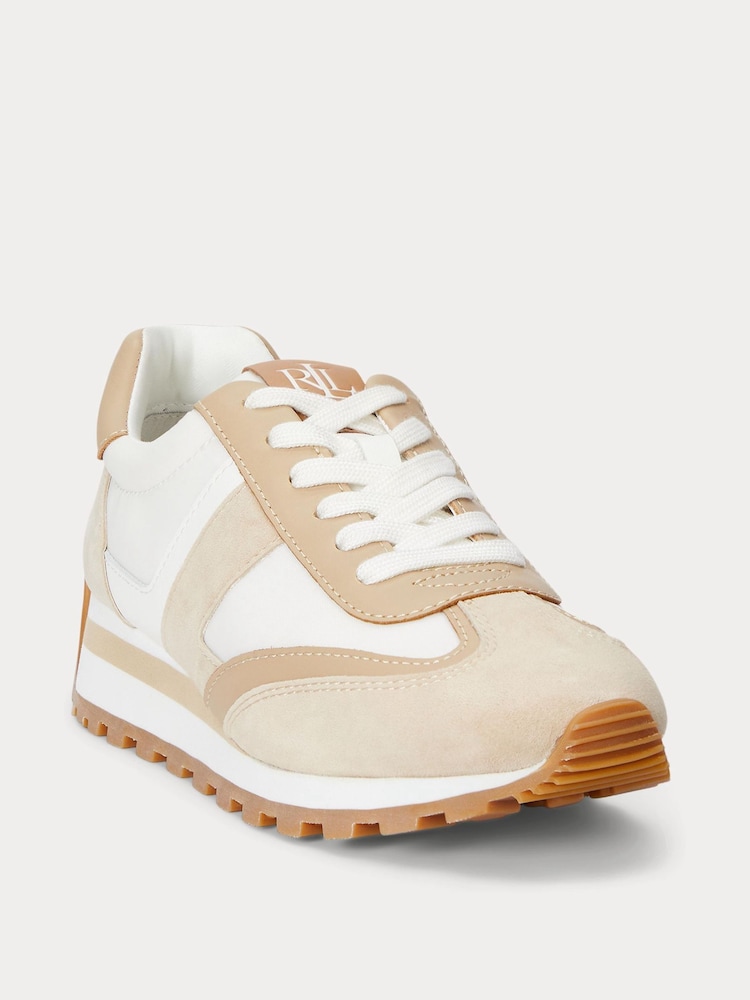 Lauren Ralph Lauren Dani Contrast Panel Suede White Trainers - Image 2 of 4