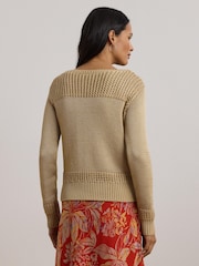 Lauren Ralph Lauren Brown Jinhala Shimmer Chunky Knit Jumper - Image 2 of 4