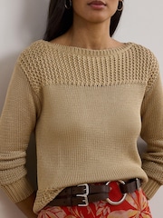 Lauren Ralph Lauren Brown Jinhala Shimmer Chunky Knit Jumper - Image 4 of 4