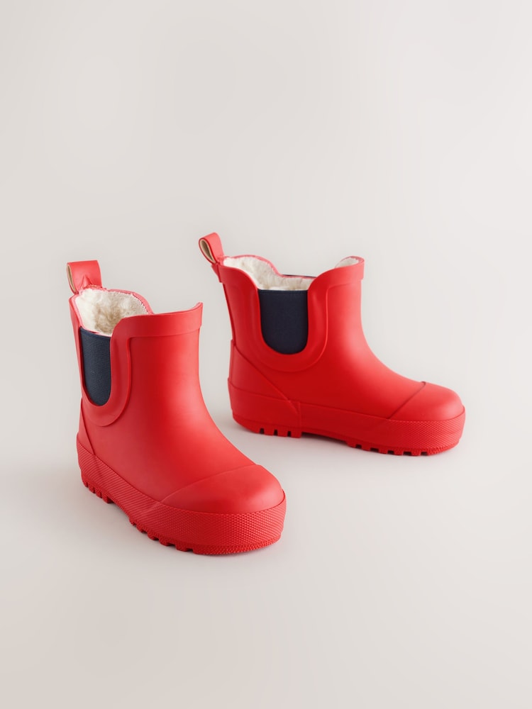 Red Warm Lined Ankle Wellies - Image 1 of 4 Red Warm Lined Ankle Wellies - Image 1 of 4