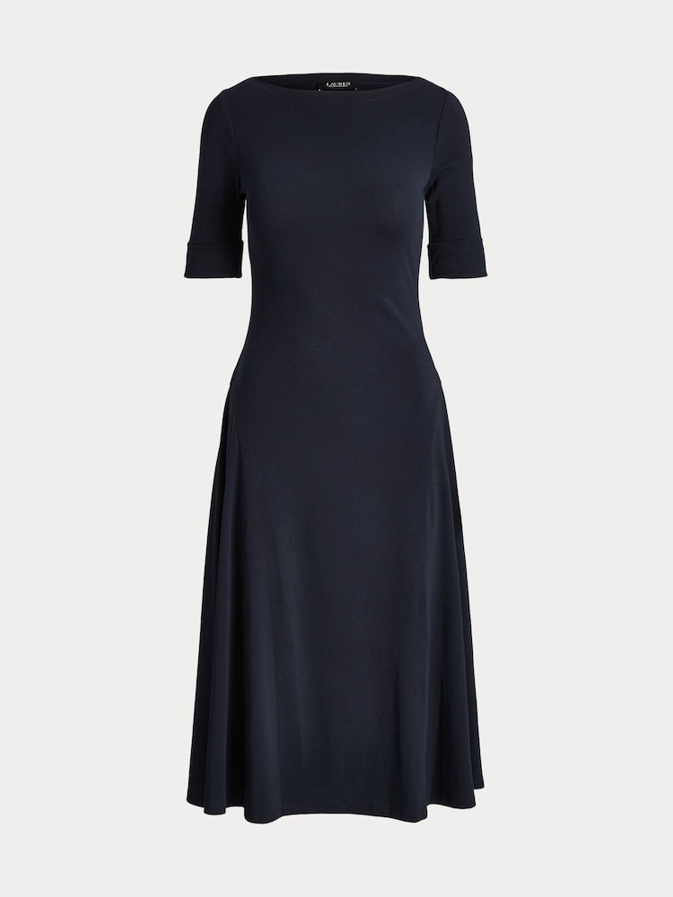 Lauren Ralph Lauren Lighthouse Navy Munzie Rib Knit Stretch Cotton Midi Dress - Image 5 of 5 Lauren Ralph Lauren Lighthouse Navy Munzie Rib Knit Stretch Cotton Midi Dress - Image 5 of 5