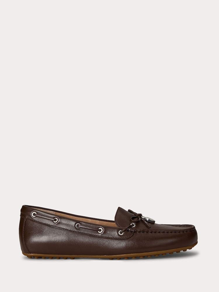 Lauren Ralph Lauren Wylie Leather Boat Shoe Brown Loafers - Image 1 of 4